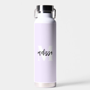 Monogram Brush Script Purple Water Bottle