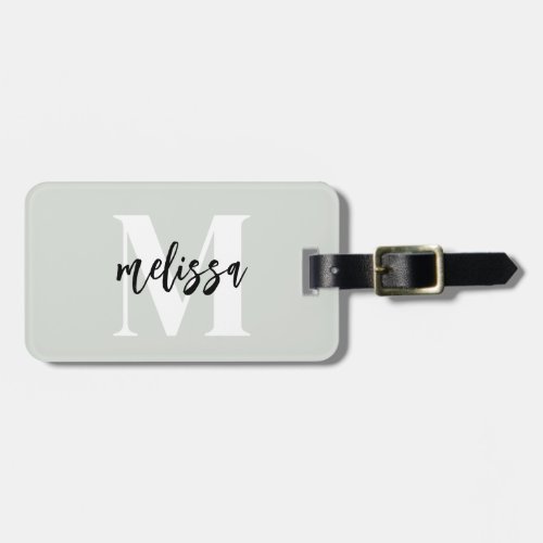 Monogram Brush Script Sage Green Luggage Tag