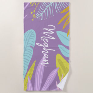 Monogram Brush Script Tropical Beach Towel
