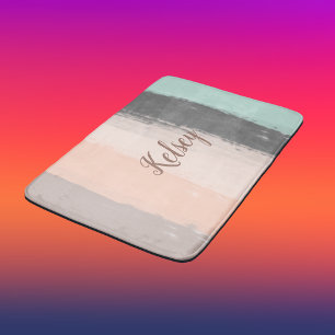 Monogram Brush Strokes Colorful Bath Mat