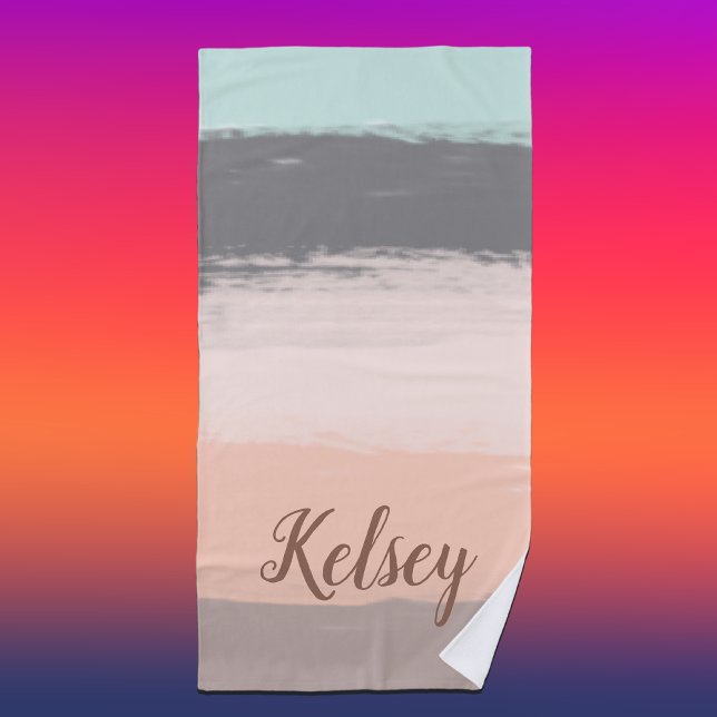 Monogram Brush Strokes Colorful | Beach Towel (Creator Uploaded)