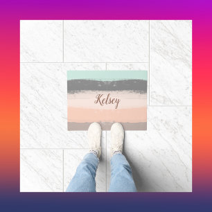Monogram Brush Strokes Colorful   Doormat