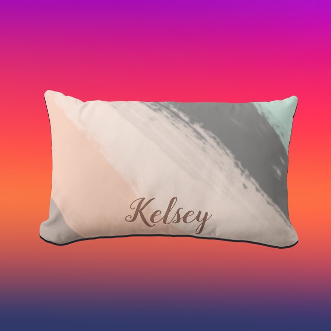 Monogram Brush Strokes Colorful | Lumbar Pillow (Creator Uploaded)