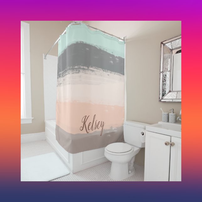 Monogram Brush Strokes Colorful | Shower Curtain (Creator Uploaded)