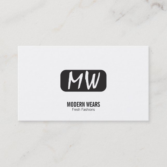 Monogram Brush Type Face Business Card (Front)