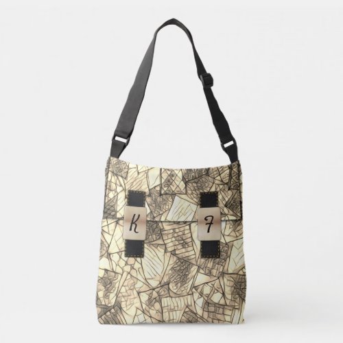 Monogram Buckle zipper Checkered textile Crossbody Bag