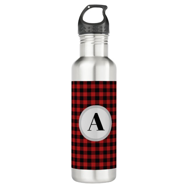 Monogram Buffalo Check Stainless Steel Water Bottle (Front)
