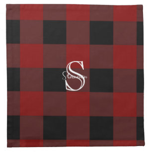 Monogram buffalo plaid cloth napkin