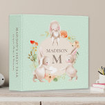 Monogram Bunny Rabbits Floral Girly Personalized 3 Ring Binder<br><div class="desc">Monogram Cute Bunny Rabbits Floral Girly Easter Personalized Name Ring Binder features your personalized name and monogram surrounded by a floral wreath in orange,  gold and greenery with three cute bunny rabbits holding a heart. Designed by ©Evco Holidays www.zazzle.com/store/evcoholidays</div>