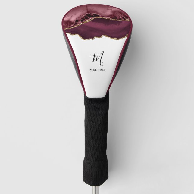 Monogram burgundy and gold golf head cover (Front)