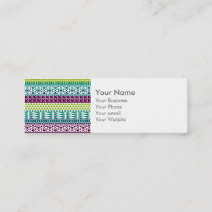 Monogram Burgundy Aqua Aztec Tribal Print Pattern Mini Business Card