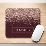 Monogram Burgundy Blush Pink Rose Gold Glitter Mouse Pad<br><div class="desc">Rose Gold - Pink and Burgundy Faux Glitter Sparkle Elegant and Modern Chic Trendy Luxury Monogrammed Mouse Pad. These monogram - add your own name customized mousepad can be updated with your name.</div>