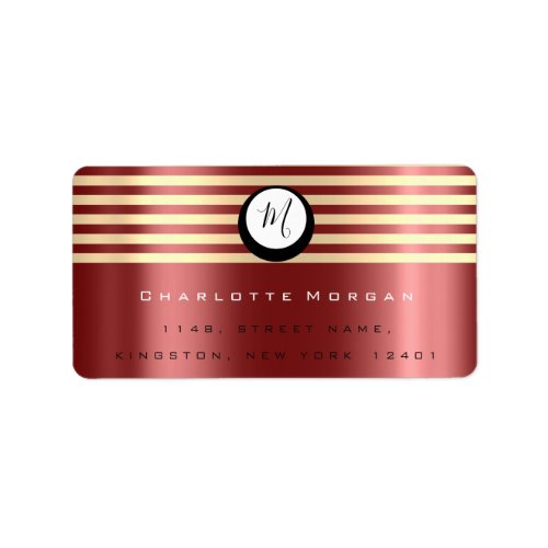 Monogram Burgundy Champaigne Gold RSVP Stripes Label