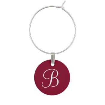 Monogram Burgundy Contemporary Complementary Color Wine Charm by Kullaz at Zazzle