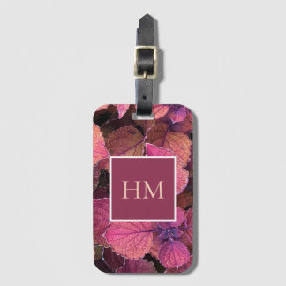 Monogram Burgundy Cream Leaves Luggage Tag