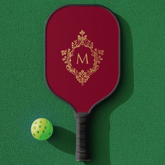 Monogram Burgundy Elegant Vintage Faux Gold Crest