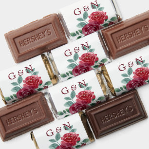 Monogram Burgundy Floral Wedding Candy Favors