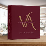 Monogram Burgundy Gold Elegant Modern Custom  3 Ring Binder<br><div class="desc">Monogram Burgundy Gold Elegant Modern Custom 3 ring binder. A luxurious design featuring a gold double monogram/initials overlayed with your name. Use it for school,  home or office and to keep your photos or memorable keepsakes. Comes in elegant colors and makes a wonderful customized gift.</div>