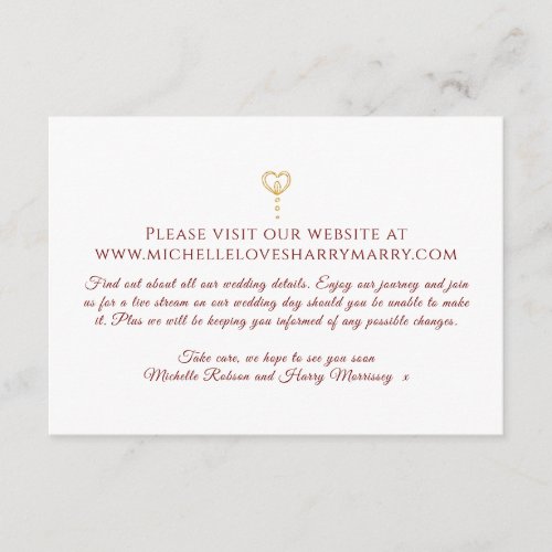 Monogram burgundy gold white website info enclosure card