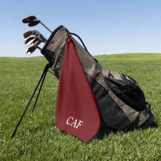 Monogram Burgundy Maroon Dark Red White   Golf Towel