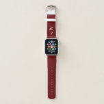 Monogram Burgundy Red White Minimalist Trendy  Apple Watch Band<br><div class="desc">Monogram this sleek burgundy red and white apple watch band.  The minimalist monogram is a nice touch and he will love it. A great gift for the man or women in your life.</div>
