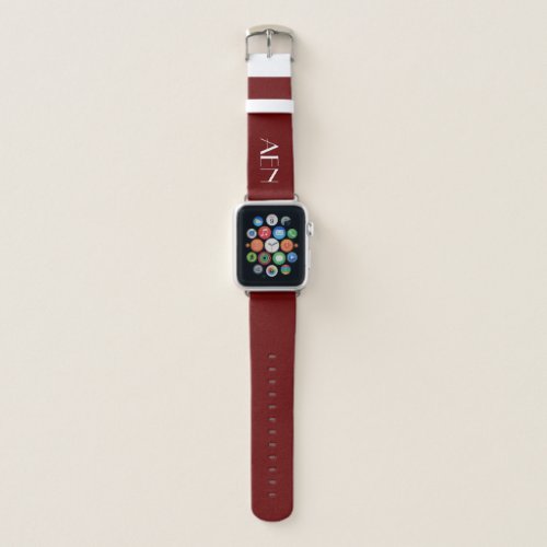 Monogram Burgundy Red White Minimalist Trendy  Apple Watch Band