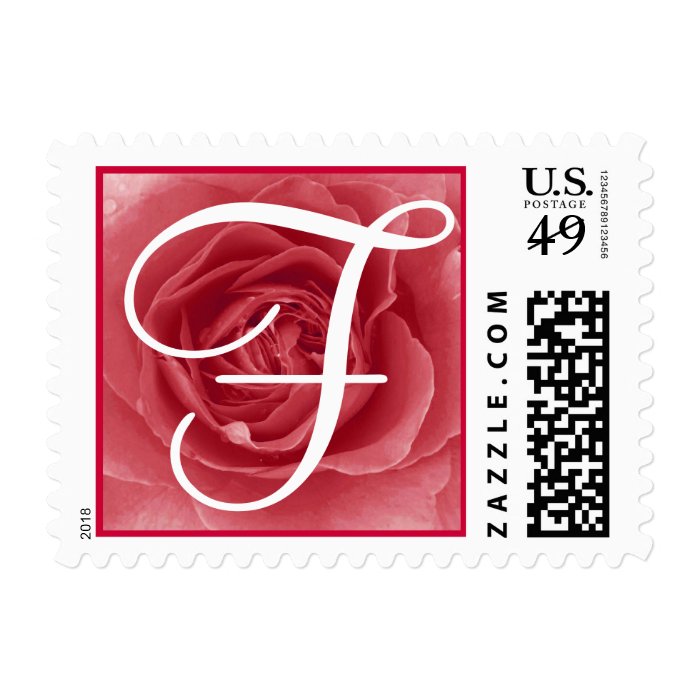 Monogram Burgundy Rose Letter E Stamp