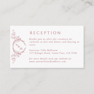 Monogram Burgundy Watercolor Wedding Reception Enclosure Card