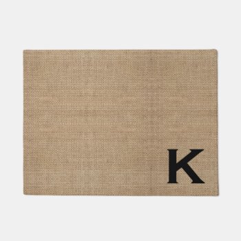 Monogram Burlap Doormat by coffeecatdesigns at Zazzle