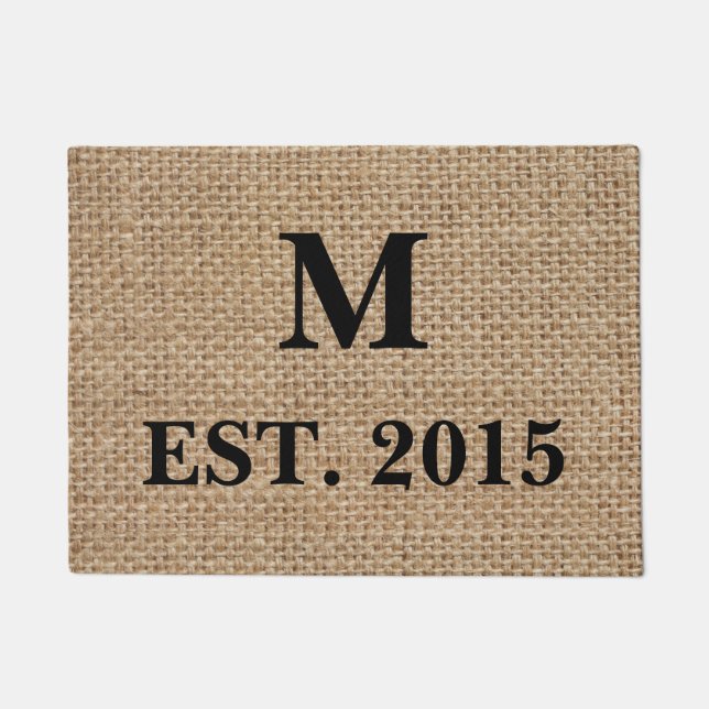 Monogram Burlap Doormat (Front)