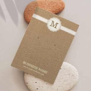 Monogram Burlap Earring & Jewellery Display Cards