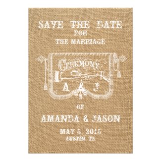 Burlap Rustic Wedding Save The Date Cards