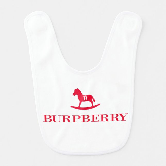 Monogram Burpberry Rocking Horse Designer Baby Bib (Front)