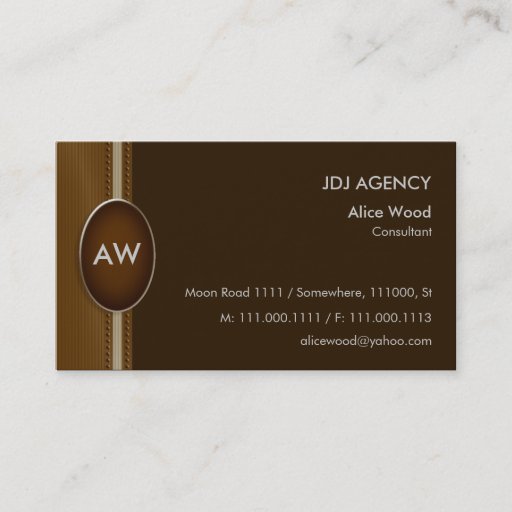 Customizable Monogram Business Card