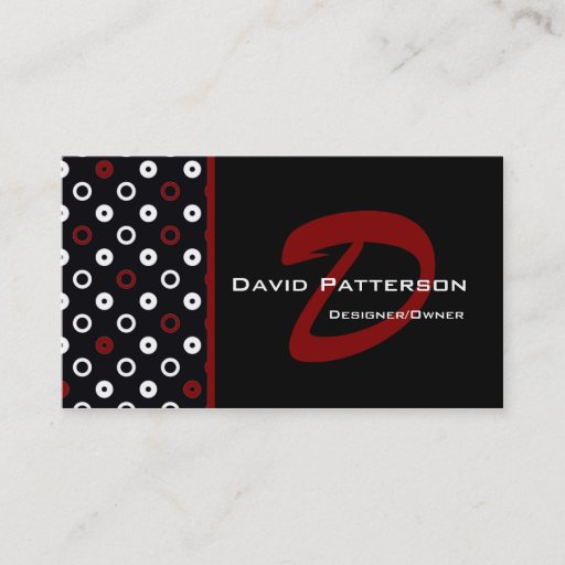 Customizable Monogram Business Card :: Black, White &amp; Red