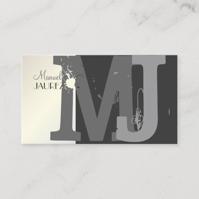 Monogram Business Card en retro colors (Front)