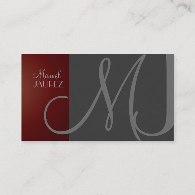 MONOGRAM BUSINESS CARD EN RETRO/GREY/MAROON (Front)