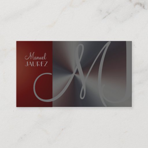 Customizable Monogram Business Card faux brushed steel