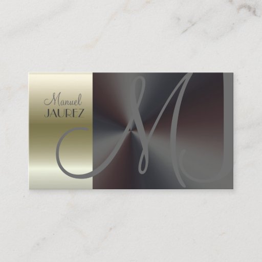 Customizable Monogram Business Card faux brushed steel/nickle