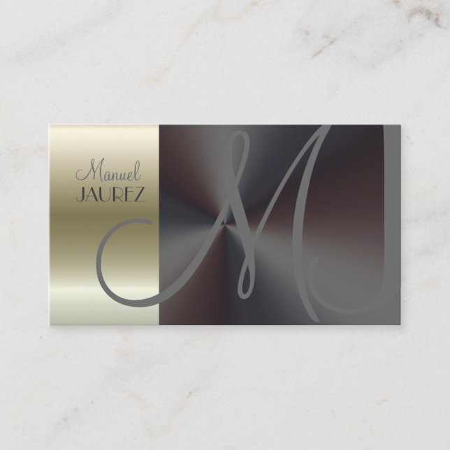 Monogram Business Card faux brushed steel/nickle (Front)