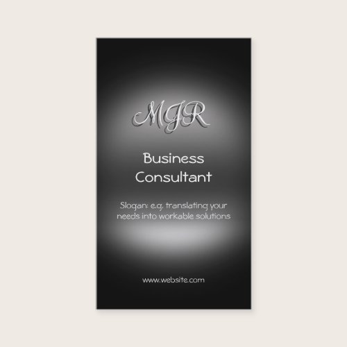 Monogram, Business Consultant, metal-look Business Card