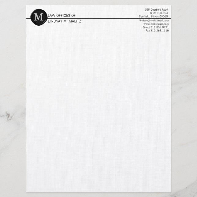 monogram Business Letterheads Letterhead (Front)