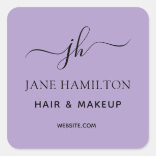 Monogram Business Logo Purple Square Sticker