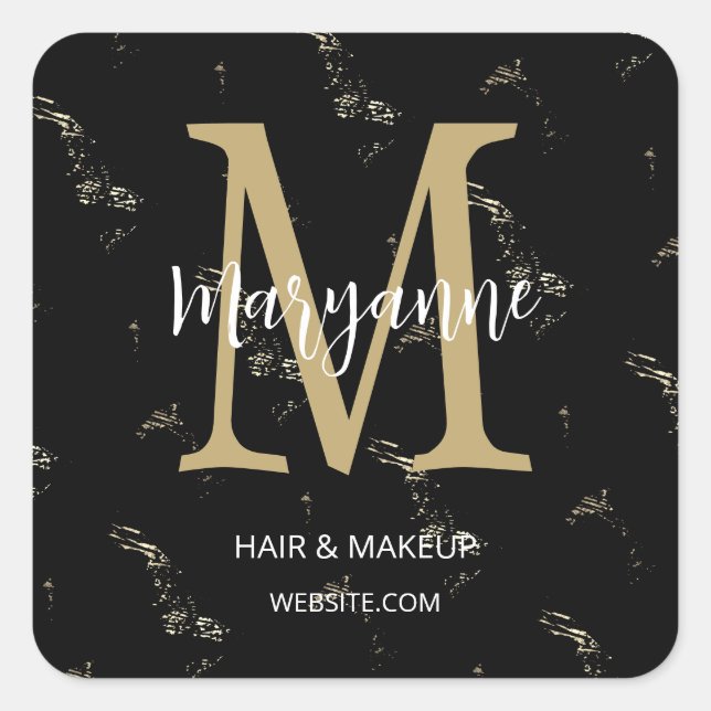 Monogram Business Logo Square Sticker (Front)