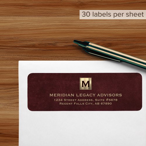 Monogram Business Return Address Label