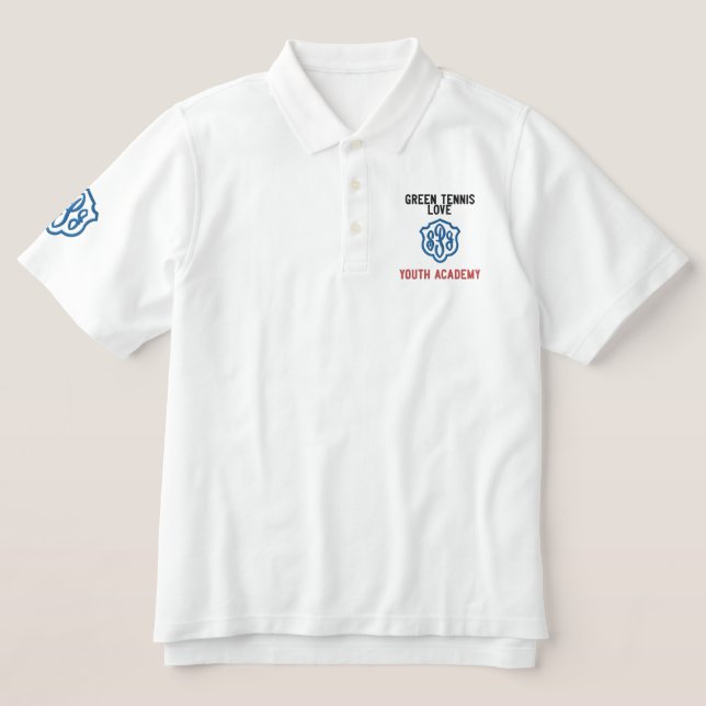 Monogram Business Youth Tennis Club Lessons Embroidered Polo Shirt (Design Front)