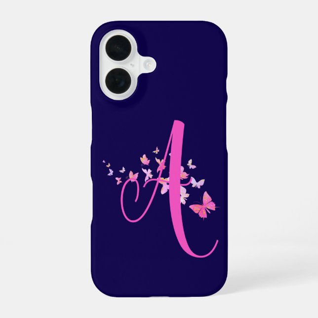 Monogram Butterfly Blue Pink Iphone Case (Back)