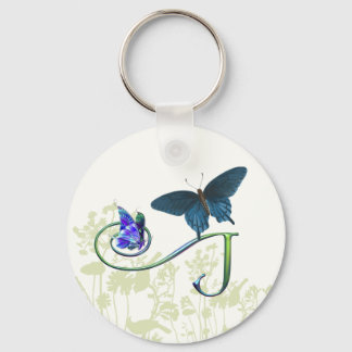 Monogram Butterfly Fantasy J Keychain