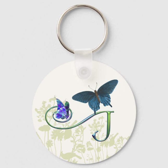 Monogram Butterfly Fantasy J Keychain (Front)