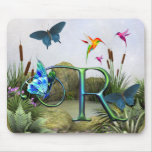 Monogram Butterfly Fantasy R Mouse Pad at Zazzle